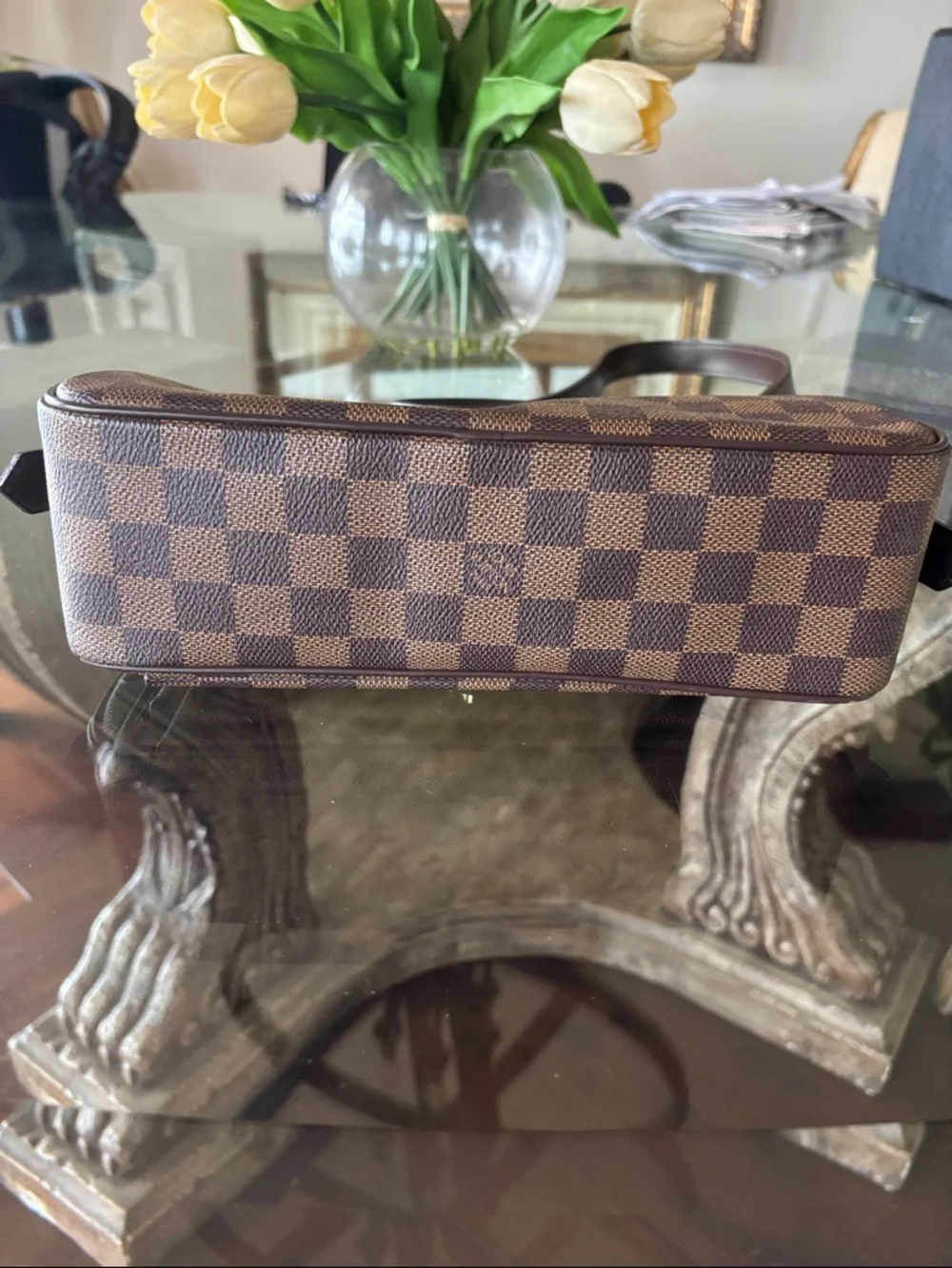 Louis Vuitton Damier Ebene Ravello GM cross body Bag with Gold Hardware - Picture 3 of 8
